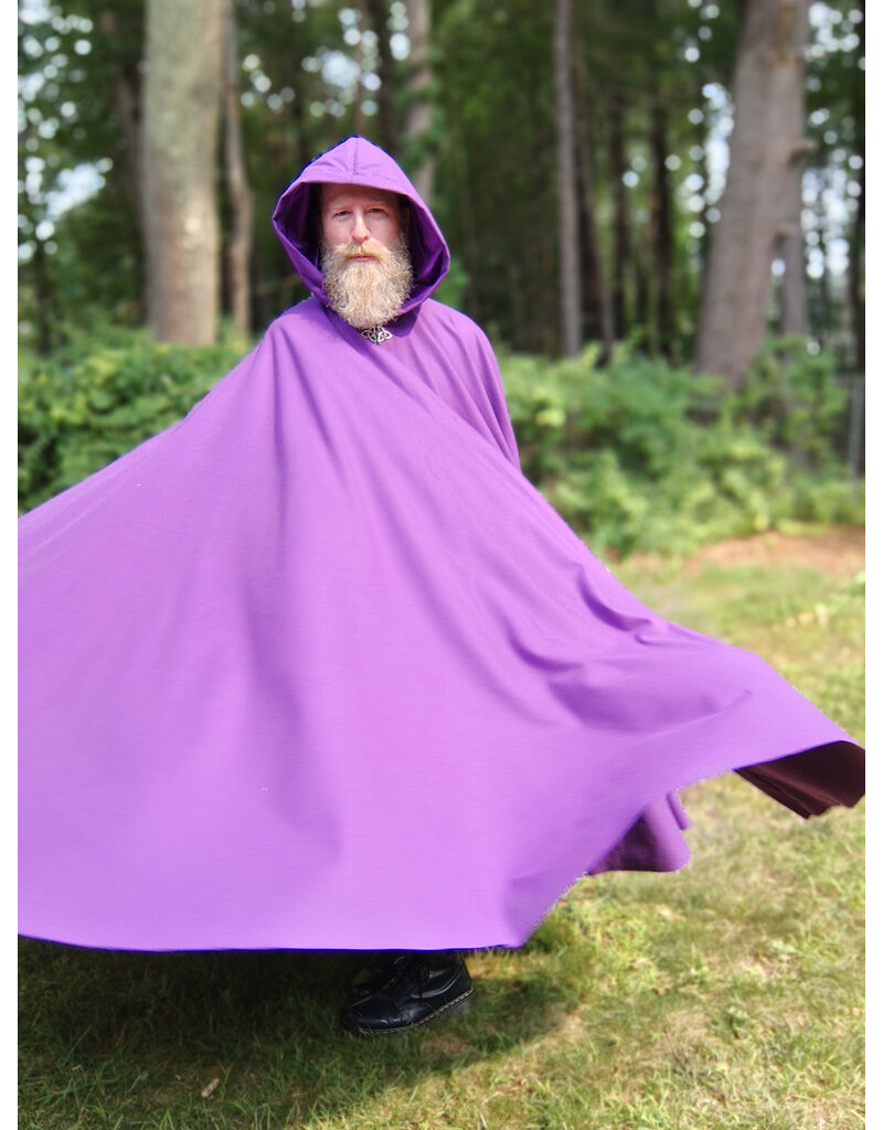 Cloakmakers.com 5773-Washable Purple Faux Wool Cloak w/ Purple Velvet Hood Lining