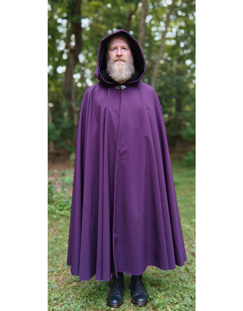 Cloakmakers.com 5775-Washable Purple & Black Hard Face Raincloak w/ Silver Toned Clasp