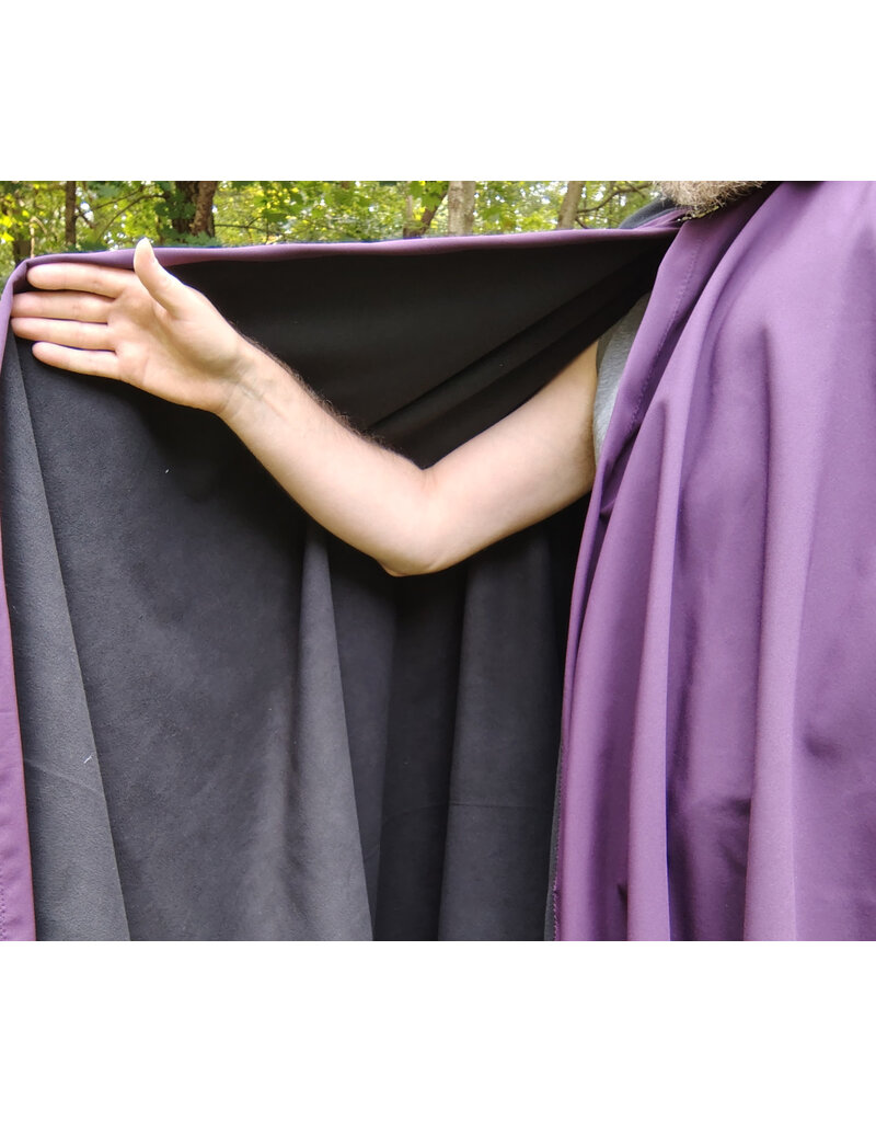 Cloakmakers.com 5775-Washable Purple & Black Hard Face Raincloak w/ Silver Toned Clasp