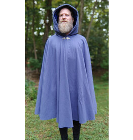 Cloakmakers.com 5776-Washable Lavender Wool Cloak w/ Blue Crushed Velvet Hood Lining & Triple Medallion Clasp
