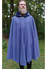 Cloakmakers.com 5776-Washable Lavender Wool Cloak w/ Blue Crushed Velvet Hood Lining & Triple Medallion Clasp