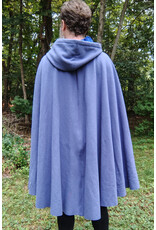 Cloakmakers.com 5776-Washable Lavender Wool Cloak w/ Blue Crushed Velvet Hood Lining & Triple Medallion Clasp