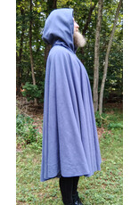Cloakmakers.com 5776-Washable Lavender Wool Cloak w/ Blue Crushed Velvet Hood Lining & Triple Medallion Clasp