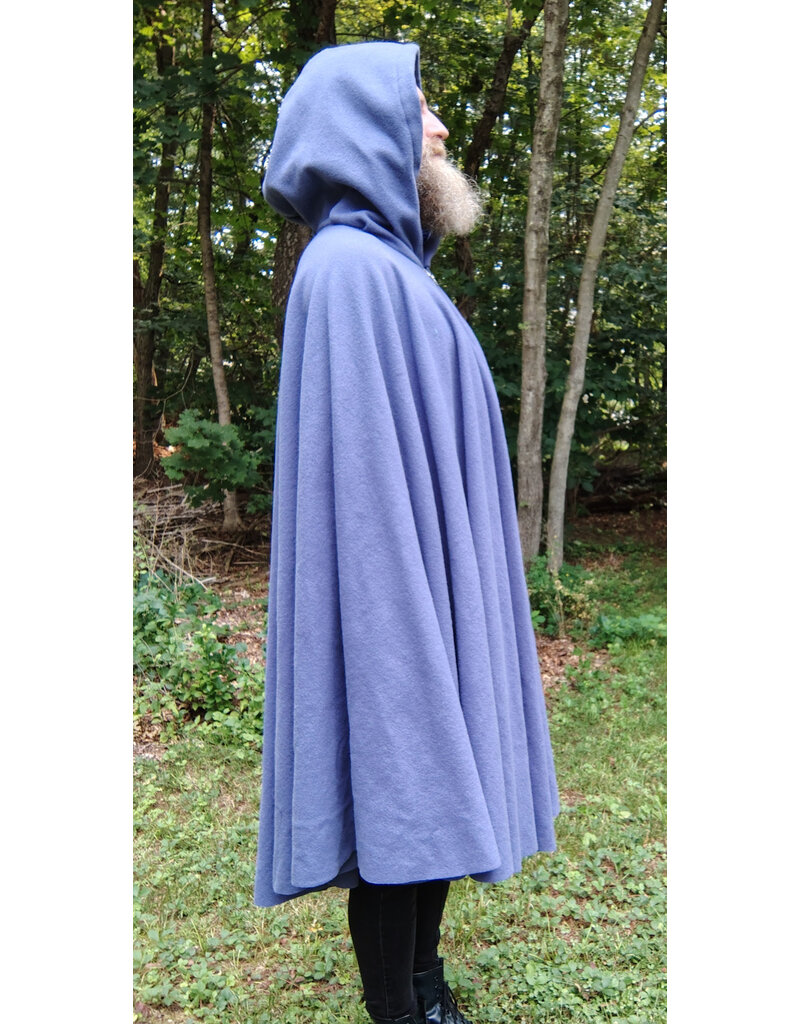 Cloakmakers.com 5776-Washable Lavender Wool Cloak w/ Blue Crushed Velvet Hood Lining & Triple Medallion Clasp