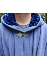 Cloakmakers.com 5776-Washable Lavender Wool Cloak w/ Blue Crushed Velvet Hood Lining & Triple Medallion Clasp