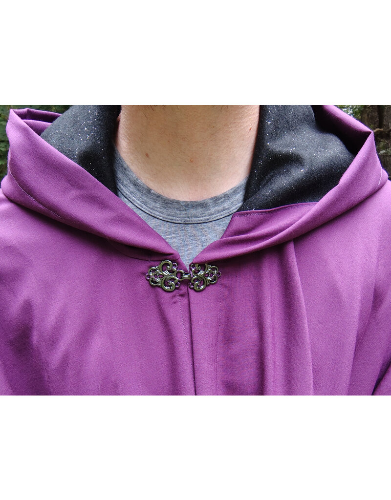 Cloakmakers.com 5777-Washable Bishop Purple Wool Cloak w/ Black Starry Hood Lining