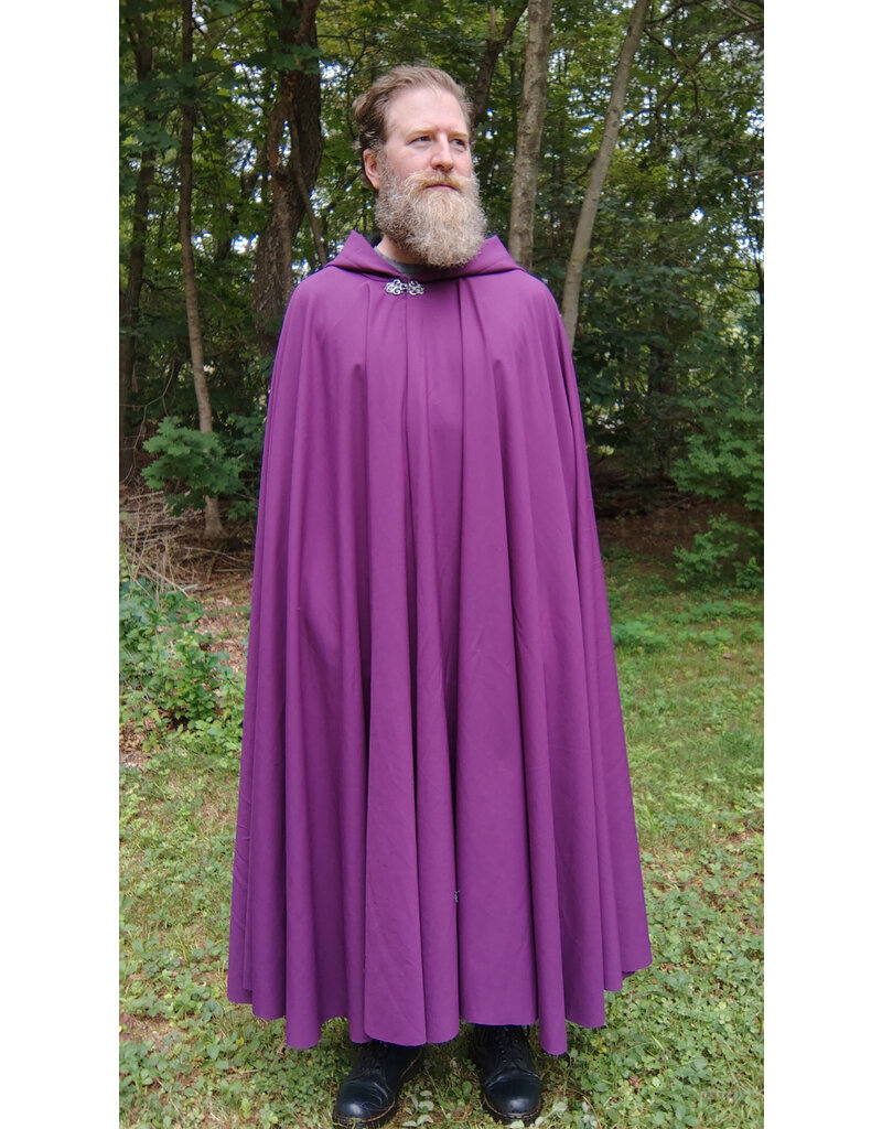 Cloakmakers.com 5777-Washable Bishop Purple Wool Cloak w/ Black Starry Hood Lining