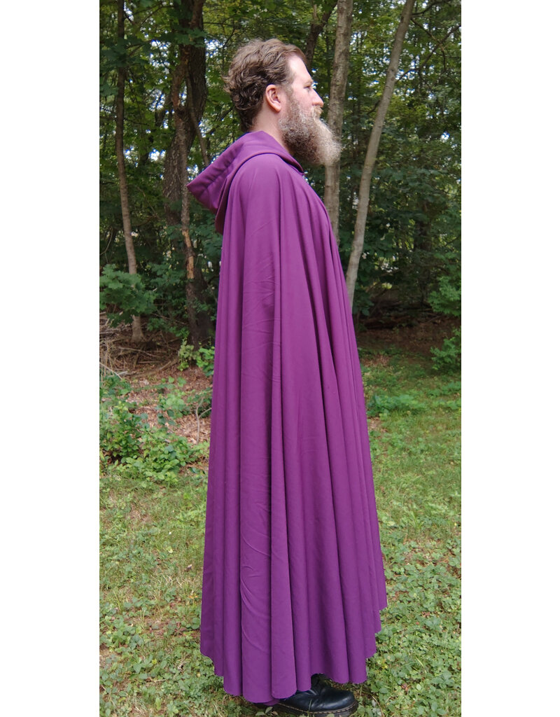 Cloakmakers.com 5777-Washable Bishop Purple Wool Cloak w/ Black Starry Hood Lining
