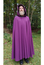 Cloakmakers.com 5777-Washable Bishop Purple Wool Cloak w/ Black Starry Hood Lining