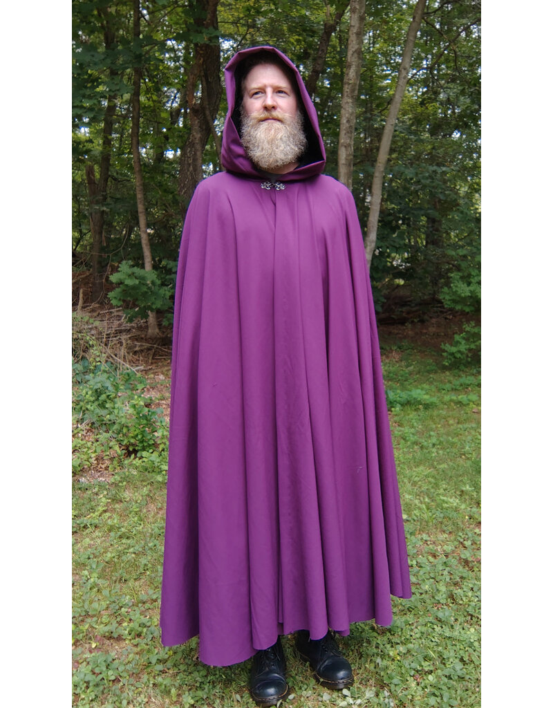 Cloakmakers.com 5777-Washable Bishop Purple Wool Cloak w/ Black Starry Hood Lining