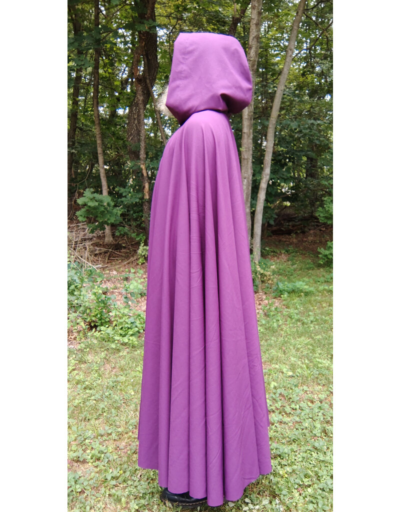 Cloakmakers.com 5777-Washable Bishop Purple Wool Cloak w/ Black Starry Hood Lining