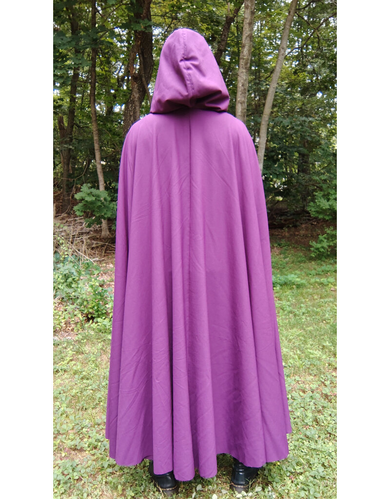 Cloakmakers.com 5777-Washable Bishop Purple Wool Cloak w/ Black Starry Hood Lining