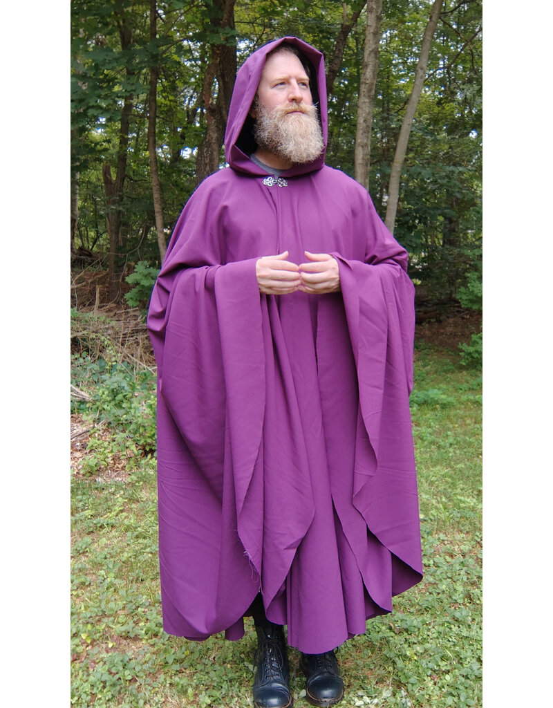 Cloakmakers.com 5777-Washable Bishop Purple Wool Cloak w/ Black Starry Hood Lining
