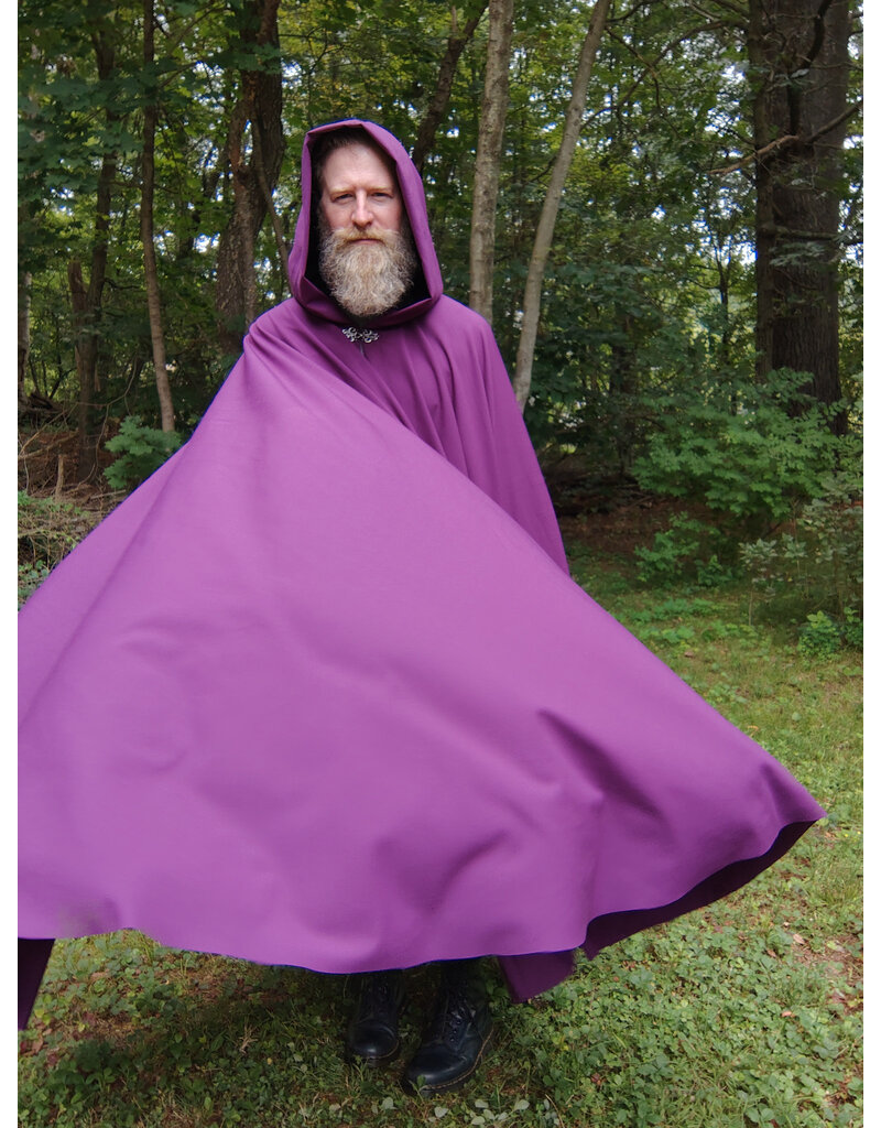 Cloakmakers.com 5777-Washable Bishop Purple Wool Cloak w/ Black Starry Hood Lining