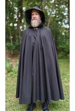 Cloakmakers.com 5779-Washable All Black Double Faced Raincloak w/ Silver Toned Clasp