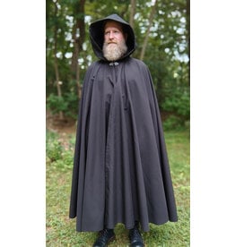 Cloakmakers.com 5779-Washable All Black Double Faced Raincloak w/ Silver Toned Clasp