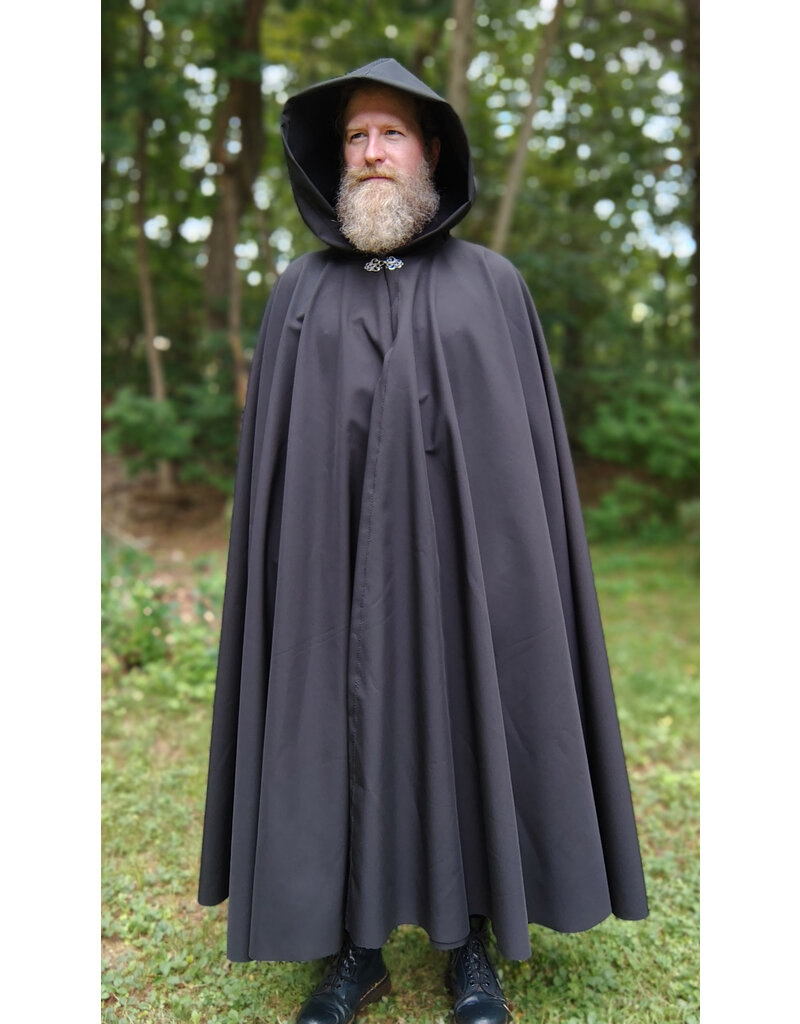 Cloakmakers.com 5779-Washable Almost Black Double Faced Raincloak w/ Silver Toned Clasp