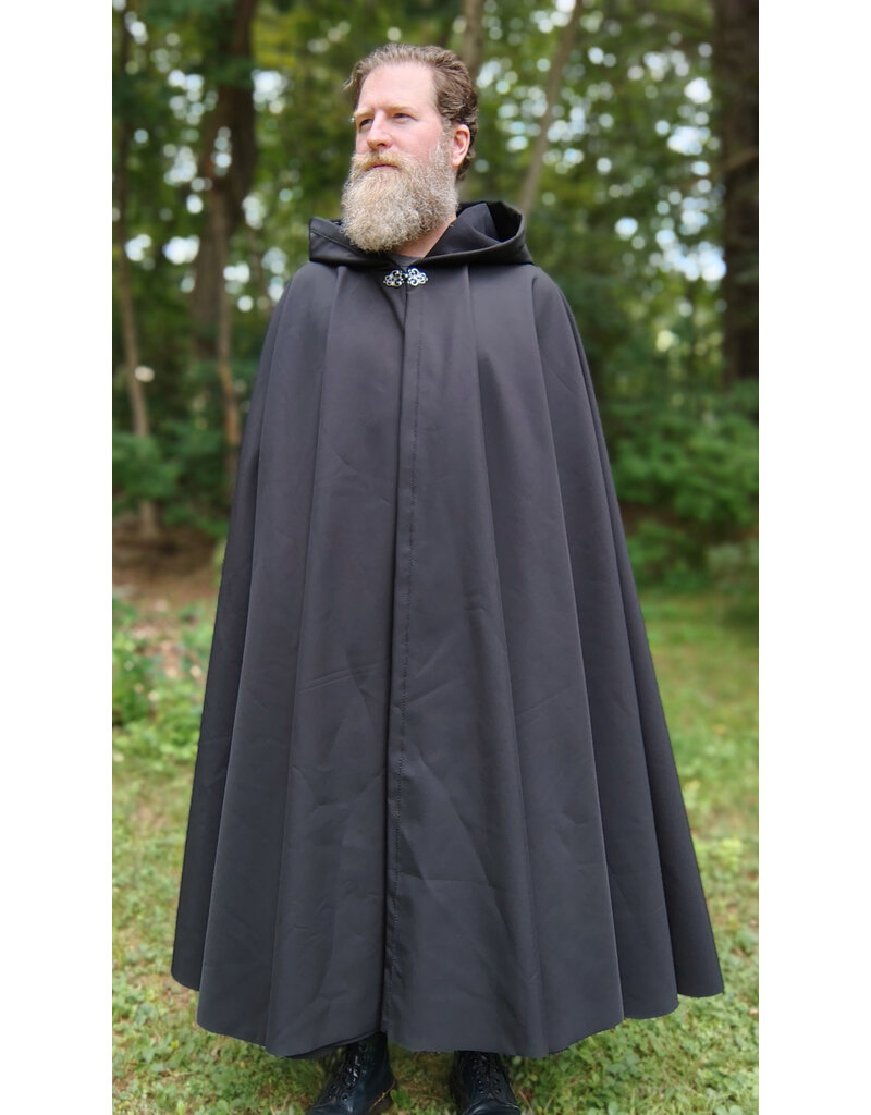 Cloakmakers.com 5779-Washable Almost Black Double Faced Raincloak w/ Silver Toned Clasp