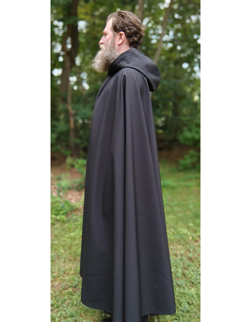 Cloakmakers.com 5779-Washable Almost Black Double Faced Raincloak w/ Silver Toned Clasp