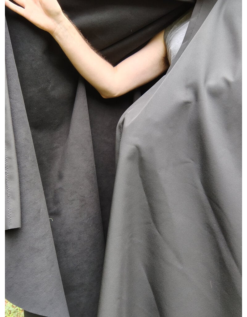 Cloakmakers.com 5779-Washable All Black Double Faced Raincloak w/ Silver Toned Clasp