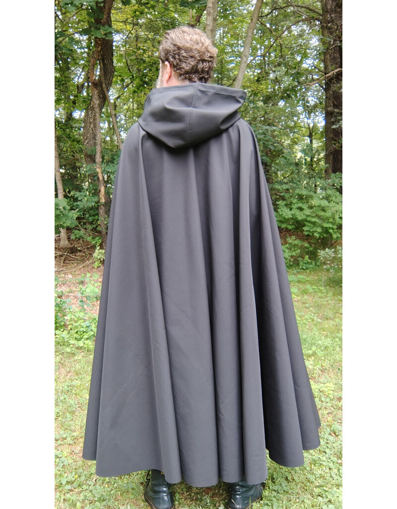 Cloakmakers.com 5779-Washable Almost Black Double Faced Raincloak w/ Silver Toned Clasp
