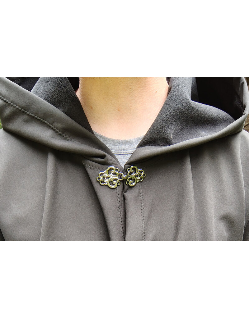 Cloakmakers.com 5779-Washable All Black Double Faced Raincloak w/ Silver Toned Clasp