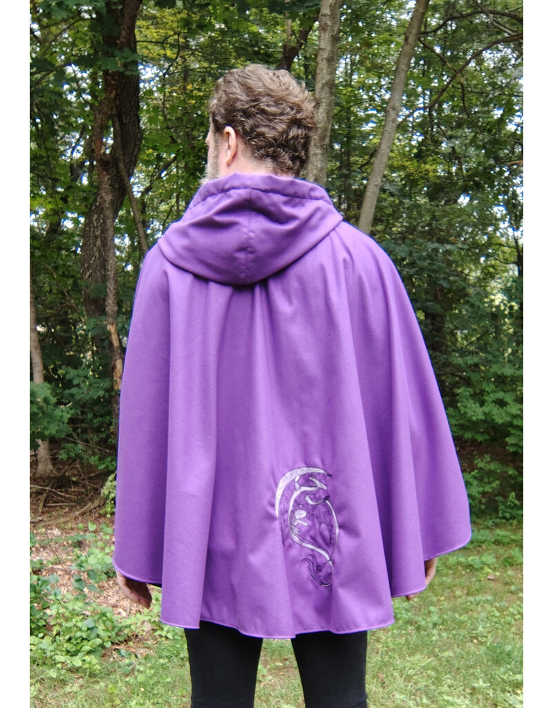 Cloakmakers.com 5778-Washable Purple Faux Wool Dragon Cloak w/ Black Hood Lining & Pockets