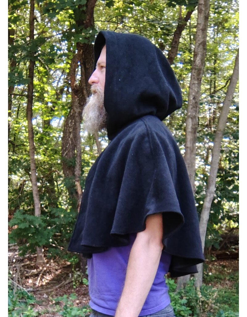 Cloakmakers.com 5781-Washable Black Wool Cloak w/ Black Hood Lining and Pockets