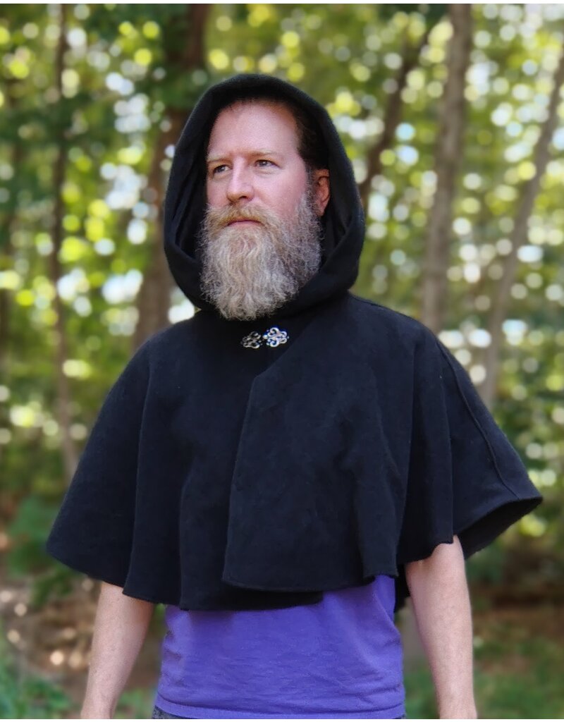 Cloakmakers.com 5781-Washable Black Wool Cloak w/ Black Hood Lining and Pockets