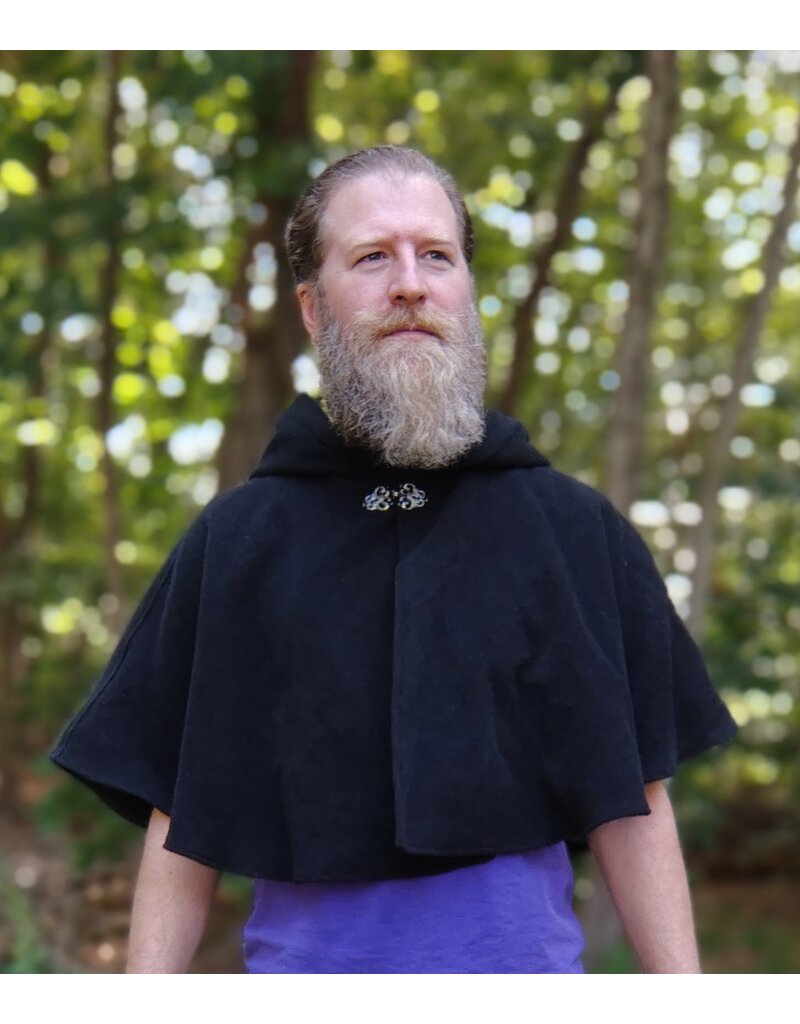 Cloakmakers.com 5781-Washable Black Wool Cloak w/ Black Hood Lining and Pockets