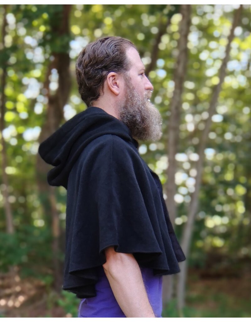 Cloakmakers.com 5781-Washable Black Wool Cloak w/ Black Hood Lining and Pockets