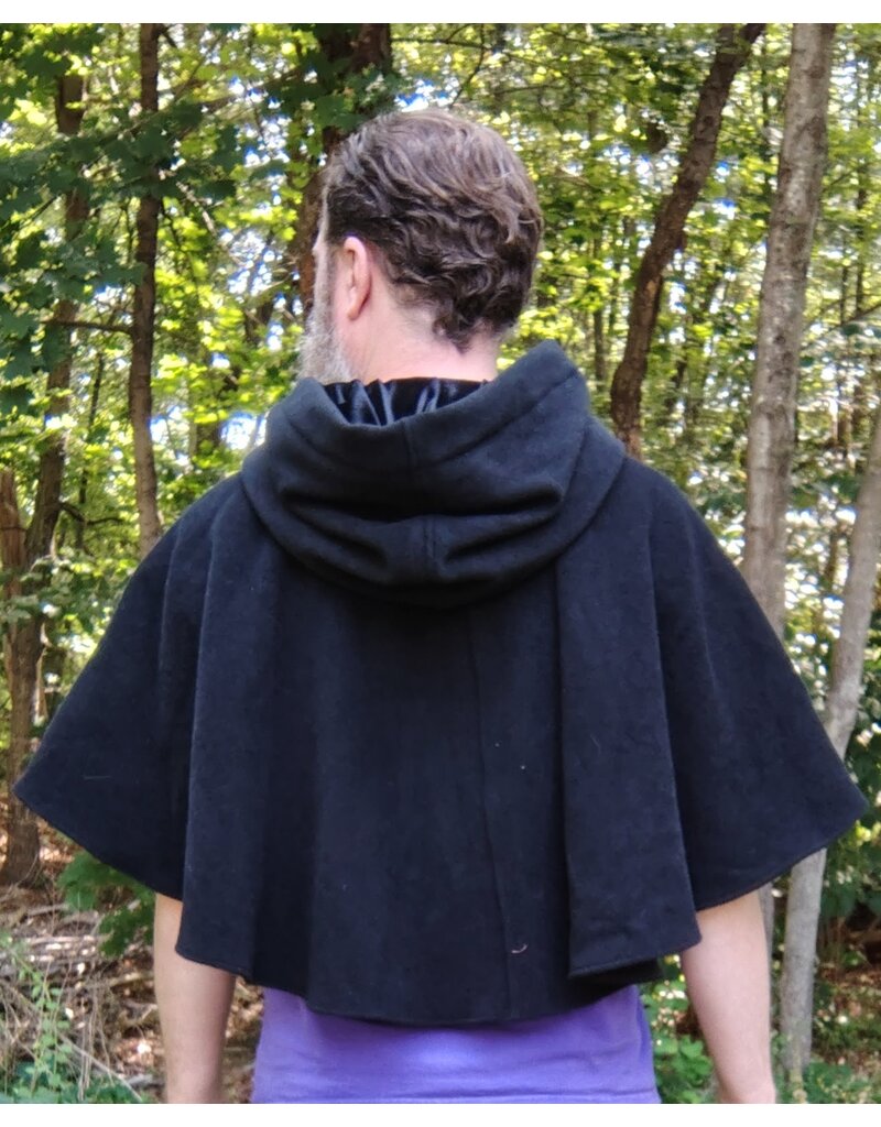 Cloakmakers.com 5781-Washable Black Wool Cloak w/ Black Hood Lining and Pockets