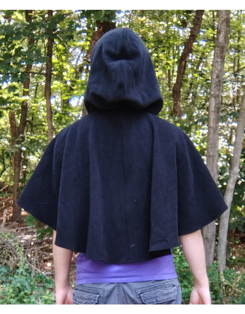 Cloakmakers.com 5781-Washable Black Wool Cloak w/ Black Hood Lining and Pockets