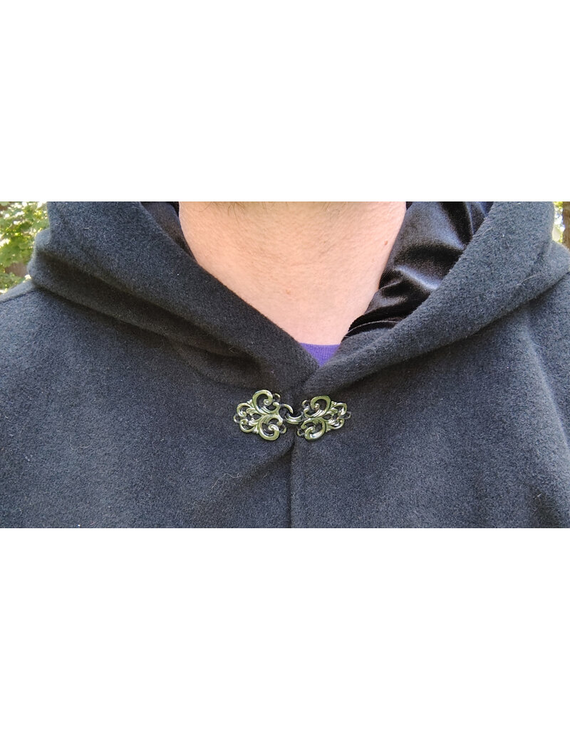 Cloakmakers.com 5781-Washable Black Wool Cloak w/ Black Hood Lining and Pockets