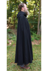 Cloakmakers.com 5782-Washable Black Wool Cloak w/ Olive Green Hood Lining & Bronze Toned Clasp