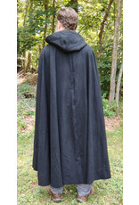 Cloakmakers.com 5782-Washable Black Wool Cloak w/ Olive Green Hood Lining & Bronze Toned Clasp