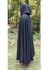 Cloakmakers.com 5782-Washable Black Wool Cloak w/ Olive Green Hood Lining & Bronze Toned Clasp