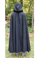 Cloakmakers.com 5782-Washable Black Wool Cloak w/ Olive Green Hood Lining & Bronze Toned Clasp