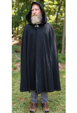 Cloakmakers.com 5783-Washable Black Wool Cloak w/ Black Velvet Hood Lining