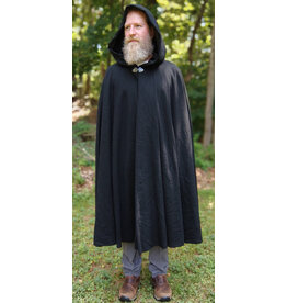 Cloakmakers.com 5783-Washable Black Wool Cloak w/ Black Velvet Hood Lining