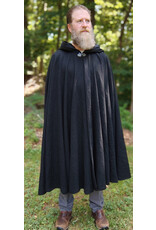 Cloakmakers.com 5783-Washable Black Wool Cloak w/ Black Velvet Hood Lining