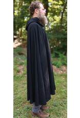Cloakmakers.com 5783-Washable Black Wool Cloak w/ Black Velvet Hood Lining