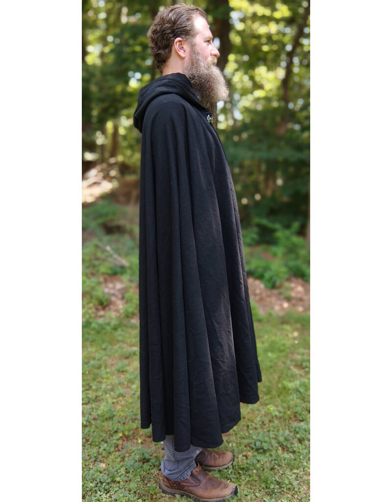 Cloakmakers.com 5783-Washable Black Wool Cloak w/ Black Velvet Hood Lining