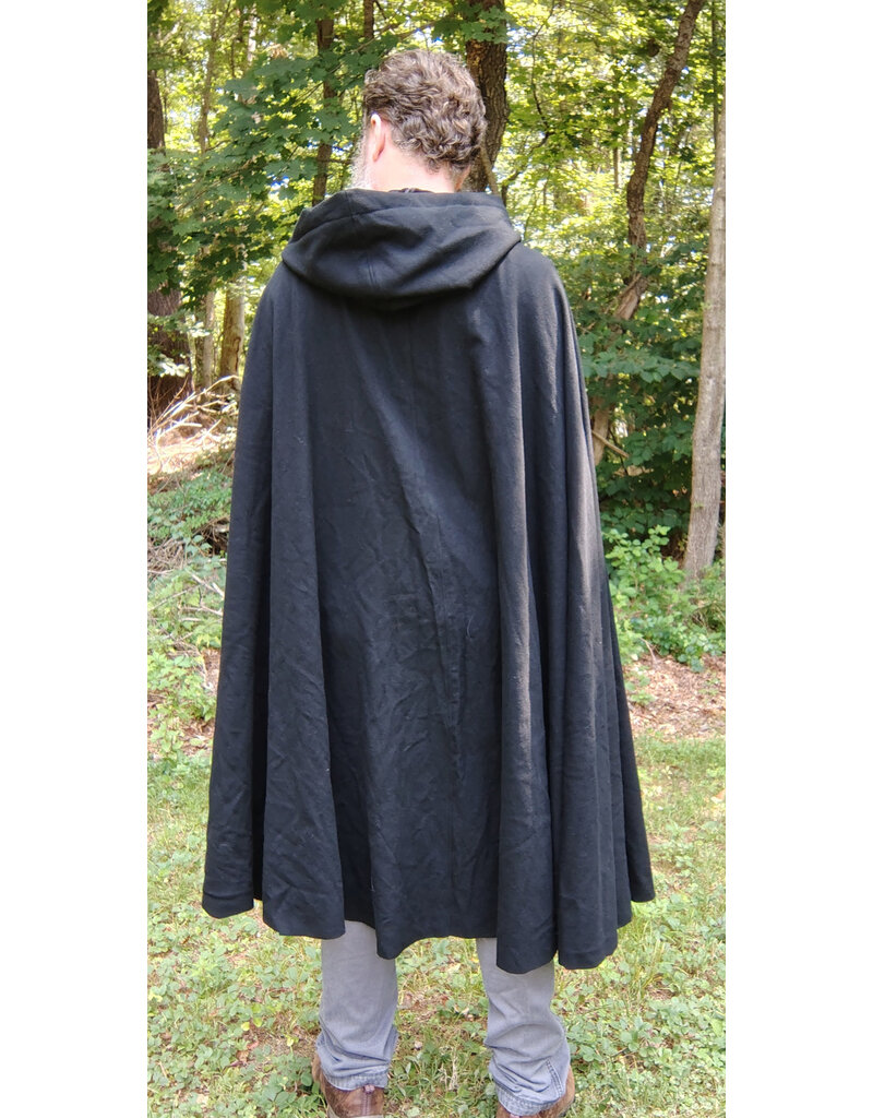 Cloakmakers.com 5783-Washable Black Wool Cloak w/ Black Velvet Hood Lining