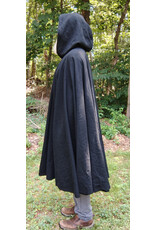 Cloakmakers.com 5783-Washable Black Wool Cloak w/ Black Velvet Hood Lining