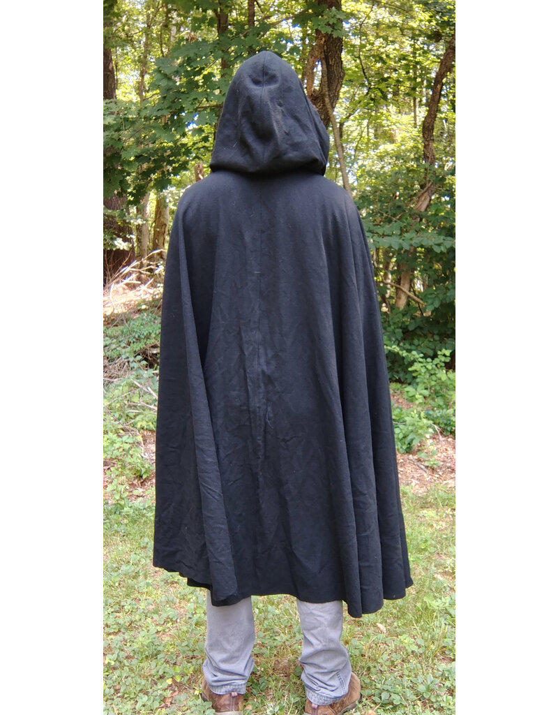 Cloakmakers.com 5783-Washable Black Wool Cloak w/ Black Velvet Hood Lining