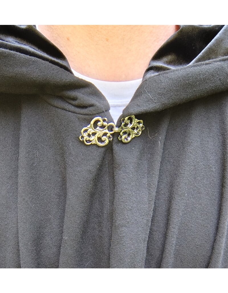 Cloakmakers.com 5783-Washable Black Wool Cloak w/ Black Velvet Hood Lining