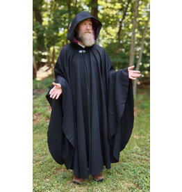 Cloakmakers.com 5784-Washable Black Woven Wool Cloak w/ Magenta Hood Lining