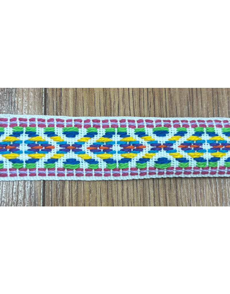 Cloakmakers.com Early Period Crosses and Diamonds Trim - Rainbow on White