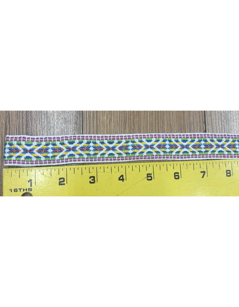 Cloakmakers.com Early Period Crosses and Diamonds Trim - Rainbow on White